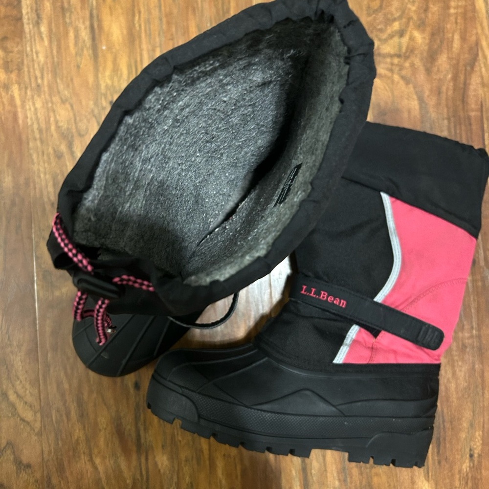 L. L. Bean Girl’s Insulated Snow Boots Pink and Black Size 7 - Picture 7 of 8